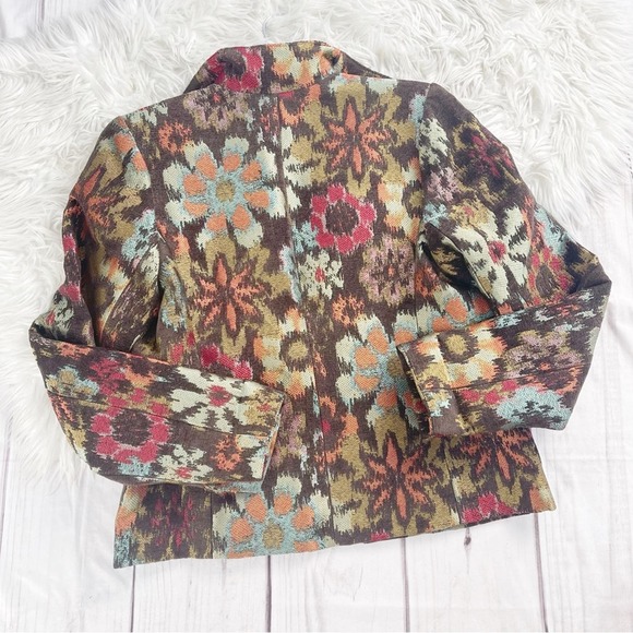 3 Sisters Womens Open Front Floral Abstract Dressy 3/4 Sleeve Jacket Size Medium - Picture 4 of 4